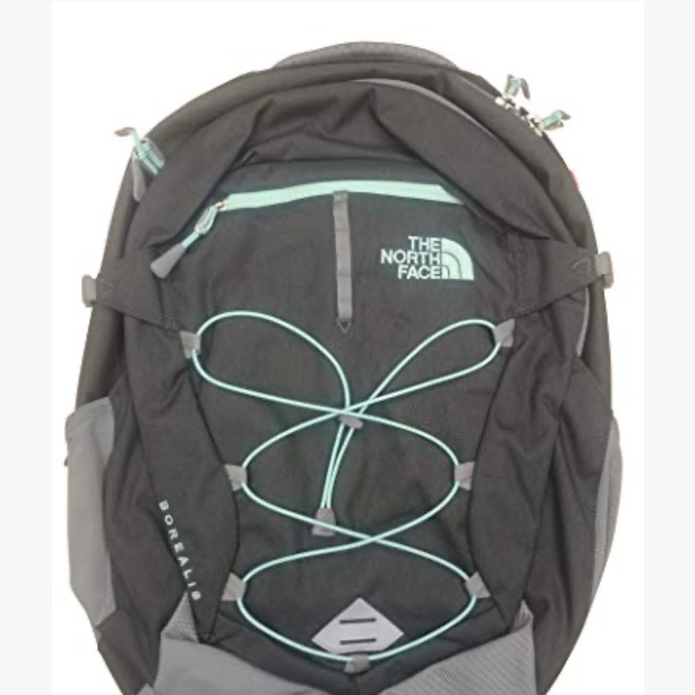 The North Face Charcoal Backpack with Teal Highlights